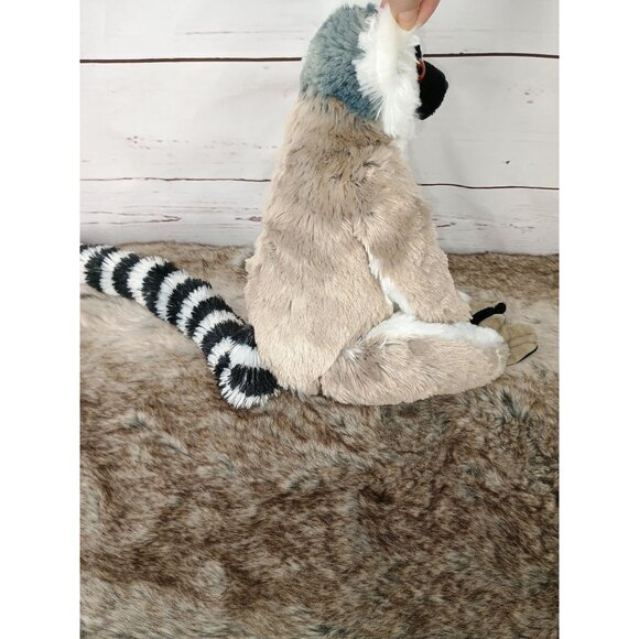 Wild Republic Ring-Tailed Lemur Stuffed Animal Plush Toy Approx 12" Soft Gray - Picture 2 of 8